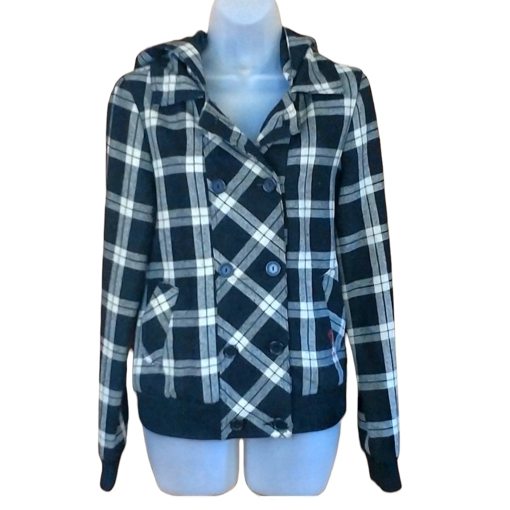 Billabong‎ Wool Blend Black and White Plaid Jacket❄️